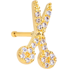Load image into Gallery viewer, 20G 1/4 Clear CZ Gem Gold Tone Shear Scissors Nose Bone