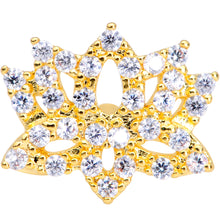 Load image into Gallery viewer, 20G 1/4 Clear CZ Gem Gold Tone Lotus Flower Nose Bone