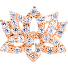 Load image into Gallery viewer, 20G 1/4 Clear CZ Gem Rose Gold Tone Lotus Flower Nose Bone