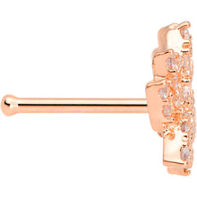 Load image into Gallery viewer, 20G 1/4 Clear CZ Gem Rose Gold Tone Lotus Flower Nose Bone