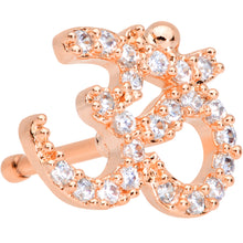 Load image into Gallery viewer, 20G 1/4 Clear CZ Gem Rose Gold Tone Amazing Om Nose Bone
