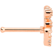 Load image into Gallery viewer, 20G 1/4 Clear CZ Gem Rose Gold Tone Amazing Om Nose Bone