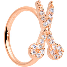 Load image into Gallery viewer, 18G 3/8 Clear CZ Gem Rose Gold Tone Shears Scissors Nose Hoop
