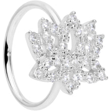 Load image into Gallery viewer, 18G 3/8 Clear CZ Gem Lotus Flower Nose Hoop