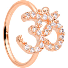 Load image into Gallery viewer, 18G 3/8 Clear CZ Gem Rose Gold Tone Amazing Om Nose Hoop