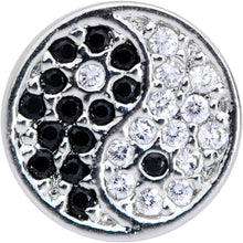 Load image into Gallery viewer, 18G 3/8 Clear Black CZ Gem Yin Yang Nose Hoop