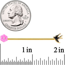 Load image into Gallery viewer, 14G Clear Gem Gold Tone Bird Flower Industrial Barbell 38mm