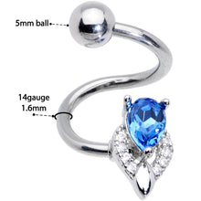 Load image into Gallery viewer, Clear Blue Gem Triple Oval Spiral Belly Ring