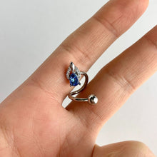 Load image into Gallery viewer, Clear Blue Gem Triple Oval Spiral Belly Ring