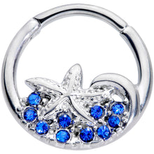 Load image into Gallery viewer, 16G 3/8 Blue Gem Nautical Starfish Hinged Segment Ring