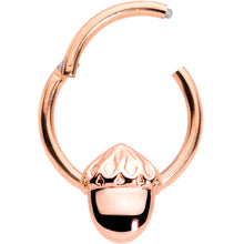 Load image into Gallery viewer, 16G 3/8 Rose Gold Tone Simple Acorn Hinged Segment Ring