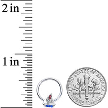 Load image into Gallery viewer, 16G 3/8 Blue Purple Gem Sailboat Hinged Segment Ring