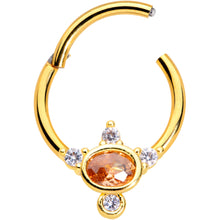 Load image into Gallery viewer, 16G 3/8 Orange CZ Gem Gold Tone Elegant Oval Hinged Segment Ring