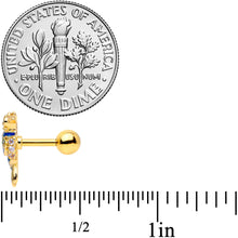 Load image into Gallery viewer, 16G 1/4 Clear Gem Gold Tone Blue Bird Cartilage Tragus