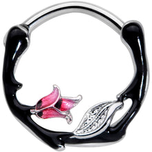 Load image into Gallery viewer, 16G 3/8 Pink Flower Black Cartilage Clicker