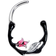 Load image into Gallery viewer, 16G 3/8 Pink Flower Black Cartilage Clicker