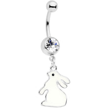 Load image into Gallery viewer, Clear Gem Easter Bunny Glow in the Dark Dangle Belly Ring