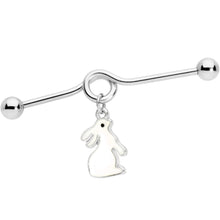 Load image into Gallery viewer, 14G Easter Bunny Glow in the Dark Dangle Project Bar 38mm