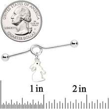 Load image into Gallery viewer, 14G Easter Bunny Glow in the Dark Dangle Project Bar 38mm