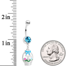 Load image into Gallery viewer, Blue Gem Easter Basket Dangle Belly Ring