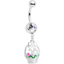 Load image into Gallery viewer, Clear Gem Easter Basket Dangle Belly Ring
