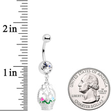 Load image into Gallery viewer, Clear Gem Easter Basket Dangle Belly Ring