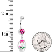 Load image into Gallery viewer, Pink Gem Easter Basket Dangle Belly Ring