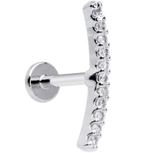 Load image into Gallery viewer, 16G 1/4 Clear CZ Gem Curve Internal Thread Labret Monroe Tragus