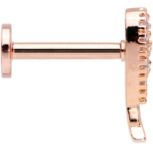 Load image into Gallery viewer, 16G 5/16 Clear CZ Gem Rose Gold Tone Internal Thread Wing Labret