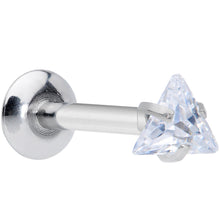 Load image into Gallery viewer, 16G 5/16 Clear CZ Gem Triangle Internal Thread Labret Tragus