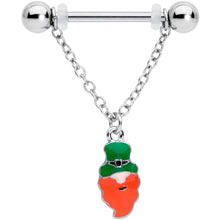 Load image into Gallery viewer, 14G 9/16 Green Leprechaun St Patricks Day Dangle Nipple Ring Set