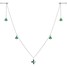 Load image into Gallery viewer, 14G 9/16 Green Gem Shamrock St Patricks Day Dangle Nipple Chain