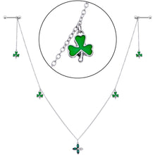Load image into Gallery viewer, 14G 9/16 Green Gem Shamrock St Patricks Day Dangle Nipple Chain