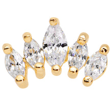Load image into Gallery viewer, 16G 1/4 Clear CZ Gem Gold Tone Crown Cartilage Tragus Earring