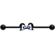 Load image into Gallery viewer, 14G Black Bow Panda Bear Industrial Barbell 38mm