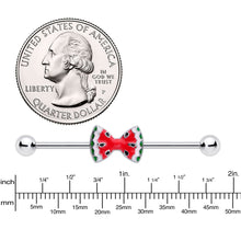 Load image into Gallery viewer, 14G Red Sweet Summer Watermelon Bow Industrial Barbell 38mm