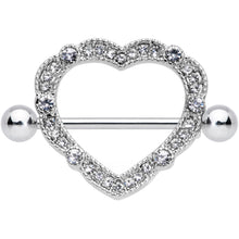 Load image into Gallery viewer, 14G 9/16 Clear Gem Love Hearts Nipple Shield Set