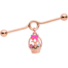 Load image into Gallery viewer, 14G Rose Gold Tone Easter Basket Dangle Project Bar 38mm