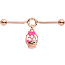Load image into Gallery viewer, 14G Rose Gold Tone Easter Basket Dangle Project Bar 38mm