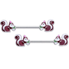 Load image into Gallery viewer, 14G 5/8 Snacking Squirrel Barbell Nipple Ring Set