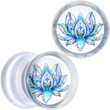 Load image into Gallery viewer, Clear Blue Acrylic Lotus Flower Saddle Plug Set