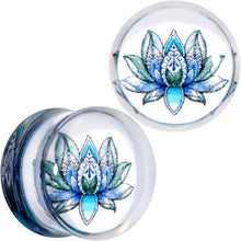 Load image into Gallery viewer, Clear Blue Acrylic Lotus Flower Saddle Plug Set