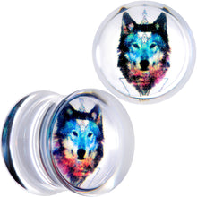 Load image into Gallery viewer, Clear Blue Brown Wolf Acrylic Saddle Plug Set