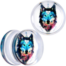 Load image into Gallery viewer, Clear Blue Brown Wolf Acrylic Saddle Plug Set
