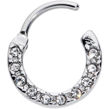 Load image into Gallery viewer, 16G 5/16 Clear CZ Gem Grade 23 Titanium Total Glam Septum Clicker
