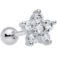 Load image into Gallery viewer, 16G 5/16 Clear CZ Gem G23 Titanium Flower Cartilage Earring