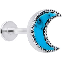 Load image into Gallery viewer, 16G 5/16 Faux Turquoise Crescent Moon Labret Tragus Monroe