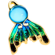 Load image into Gallery viewer, 16G 5/16 Gold Tone Blue Green Mermaid Tail Labret Monroe Tragus