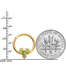 Load image into Gallery viewer, 16G 3/8 Green Gem Gold Tone Bunch of Grapes Septum Ring