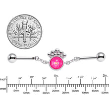 Load image into Gallery viewer, 14G Pink Faux Opal Crest Chain Dangle Industrial Barbell 38mm
